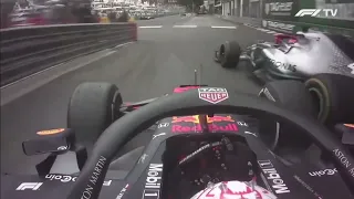 Max Verstappen onboard contact with Lewis Hamilton Monaco GP 2019