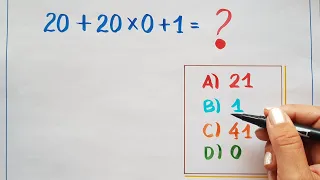 💥🇪🇸RETO MATEMÁTICAS BÁSICAS #13 *Jerarquía de operaciones: 20+20x0+1=?