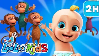 🐵 Five Little Monkeys and More! 2 Hours of Playful Kids' Songs 🎶🎈 - Kids Songs by LooLoo Kids