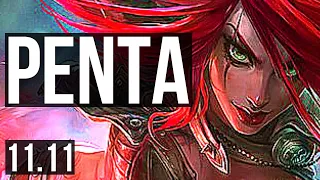 KATARINA vs TWISTED FATE (MID) | Penta, Legendary, 6 solo kills | EUW Grandmaster | v11.11