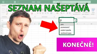 Našeptávací rozbalovací seznam v Excelu 365 - novinka