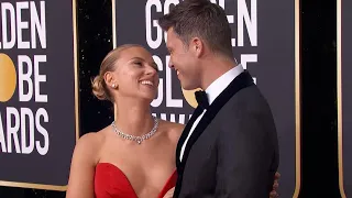 Watch Scarlett Johansson and Colin Jost's Red Carpet Kiss | Golden Globes 2020