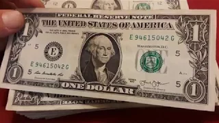 $50 Dollar Currency search of $1 dollar bills, for Star notes,  errors, and fancy serial numbers.