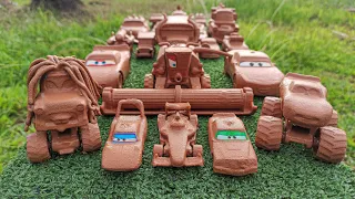 Clean various miniature cars & muddy Disney car convoys! Play in the garden