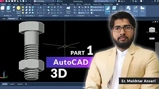 How to Make NUT BOLT with THREADS  (M12) in AutoCAD 3D