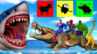 Rescue SUPERHERO All HULK & SPIDERMAN SUPERMAN From Velociraptors Tyrannosaurus REX Mosasaurus ARBS