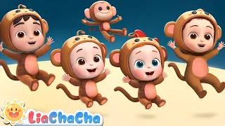 Five Little Monkeys Jumping on the Bed | Play Safe Song + More LiaChaCha Nursery Rhymes & Baby Songs