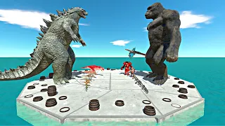War on Island | Wild Dinosaurs vs Mutant Primates, Godzilla 2014 vs King Kong - ARBS
