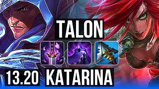 TALON vs KATARINA (MID) | 78% winrate, 8 solo kills | KR Master | 13.20