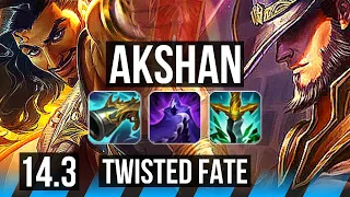 AKSHAN vs TWISTED FATE (MID) | Rank 3 Akshan, Comeback, Godlike | NA Challenger | 14.3