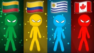 Lithuania vs Colombia vs Uruguay vs Canada in the game Stickman Party | INTERNATIONAL GAMES 🗺️