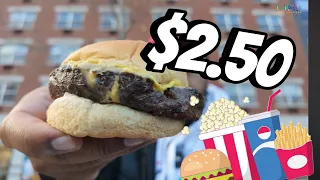 $2.50 Burger at Mo's Famous Burger in Harlem, NY