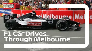 F1 car takes a drive through Melbourne
