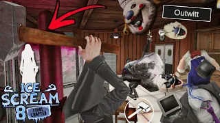 Evil Nun Smashing Rod, Boris and Mati with Hammer in Ice Scream 8 Outwitt Mod Gameplay!!