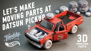 Datsun 620 pickup. JDM Legends. Tuning toy car with 3d printed parts. Hot Wheels custom.