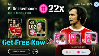 How to Get Free 22 spins in Beckenbauer Pack | How to get free beckenbauer epic card in efootball