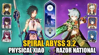 F2P C0 Xiao Physical DPS & Razor National Team | Spiral Abyss 3.2 Floor 12 9 Stars | Genshin Impact