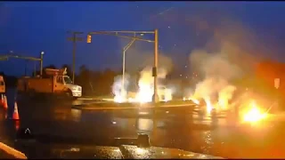 Manchester NJ - Downed Wires Erupt Into Flames, No Injuries