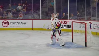 Ottawa Senators rookie goalie Filip Gustavsson warms up 9/7/18