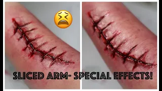 Special Effects Makeup! Sliced Arm With Stitches