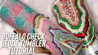 Glitter Buffalo Check Geode Tumbler Tutorial