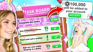 COMPLETE The TASKBOARD For 100,000 ROBUX In Adopt Me! (Roblox)