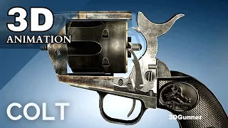 3D Animation: Colt Peacemaker Revolver of the American Frontier (Wild West)