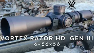 Vortex Razor HD Gen III 6-36x56 Riflescope Overview with Turret Zeroing and Through Shots