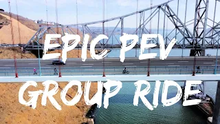 Epic PEV Group Ride Over Carquinez Bridge Vallejo CA on Zero 10x | DJI MIni 2 + Drone GoPro RAW FPV