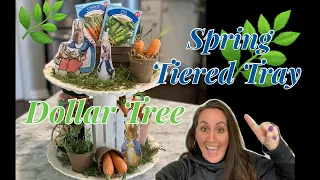 🌿SPRING TIERED TRAY🌿 DOLLAR TREE DIY’s 🐇🌿🥕| DECORATING TIERED TRAY