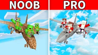 Mikey Family & JJ Family - NOOB vs PRO : Jet Build Challenge in Minecraft (Maizen)