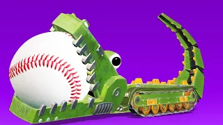 KROKODIL spielt BASEBALL - Kinder Zeichentrickfilme mit Lastwagen & Tieren