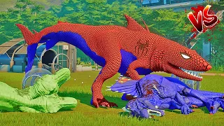 Superhero Spider-Man Shark Dinosaur Big Battle Captain America Ultimasaurus vs Spinosaurus vs T-Rex