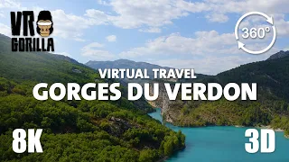 Gorges du Verdon, France Guided Tour in 360 VR (short) - Virtual Travel - 8K Stereoscopic 360 Video