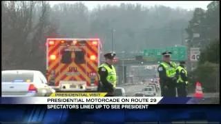 President's Motorcade Drives through Town