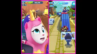 Talking Tom Gold Run VS Tom Hero Dash-Unicorn Angela VS Moonlight Angela Turbo Super Speed Challenge