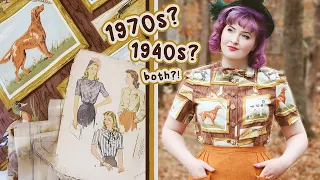 Making a 1940s Blouse from 1970s Fabric (with dogs on it)! | Sewing Vlog