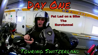 Ep1 of 11 Motorcycle Tour of Switzerland Day 1 EuroTunnel Uk - France on motorbike Fat Lad on a Bike