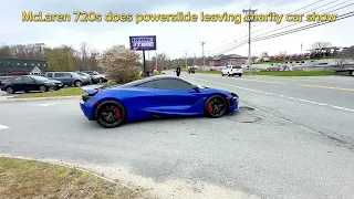 McLaren 720s power slides leaving charity car show