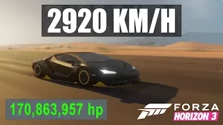 Forza Horizon 3 - 2900KMH+ with 170,000,000HP Centenario! Over 2x Speed of Sound (Dev Build Modding)