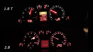 1.8T (180km) vs. 2.8 (193km) - acceleration Audi A4 B5 Quattro, 0-100, 0-200km/h