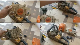 how to replace the recoil rope on a stihl ms 180 # recoil rope replacement Ms 180 chain saw