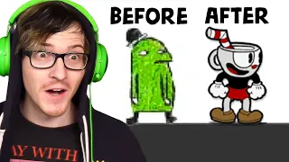 Cuphead used to look like THIS? - Reacting to Cuphead cut content