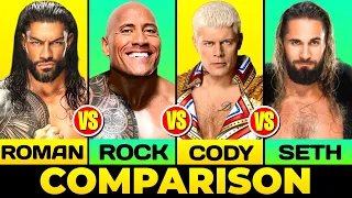 Comparison: Roman Reigns vs Cody Rhodes vs Seth Rollins vs The Rock