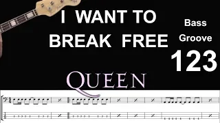 I WANT TO BREAK FREE (Queen) How to Play Bass Groove Cover with Score & Tab Lesson