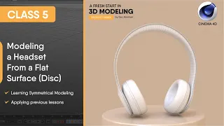 Cinema4D Class 5 | Model a 3D Headset From a Flat Surface | Symmetry | 3D Modeling for Beginners