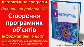 Практична робота 5. Створення програмних об’єктів | 6 клас | Бондаренко