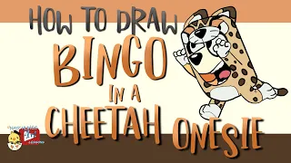 How to Draw Bingo in a Cheetah Onesie from Bluey - Little Hatchlings Art Lessons