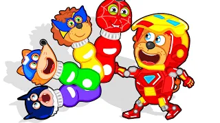 Filhote de leão | Vídeo com super-herói #2 | garrafas coloridas | Desenhos animados para crianças