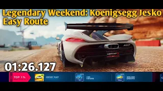 Asphalt 9 - Legendary Weekend: Koenigsegg Jesko Top 1% Easy Route.